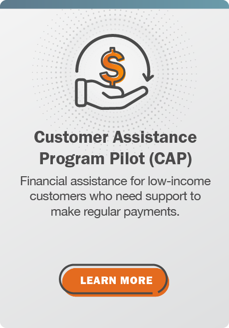 Customer Assistance Program Pilot (CAP): Financial assistance for low-income customers who need support to make regular payments. Click here to learn more.