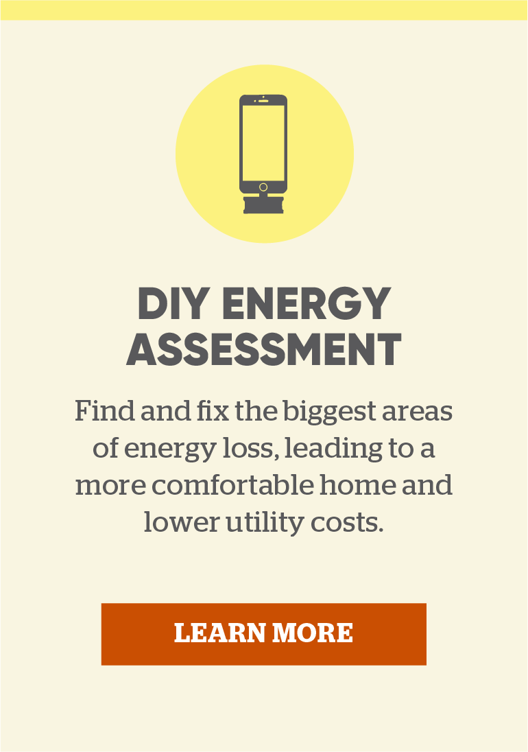 DIY Energy Assessment: Find and fix the biggest areas of energy loss, leading to a more comfortable home and lower utility costs. Learn more.